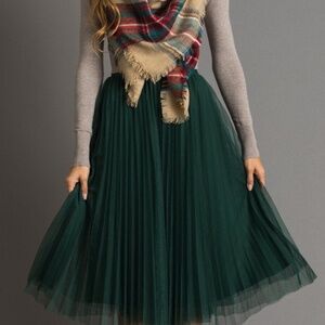 Morning Lavender Large Vienna Pleated Tulle Midi Skirt